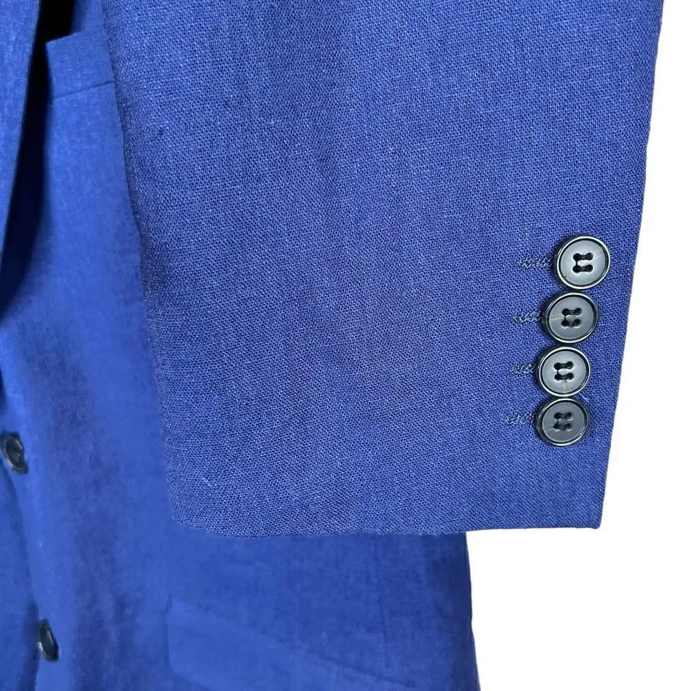 ASOS French Connection Linen Suit Jacket in Blue Men's Size 34